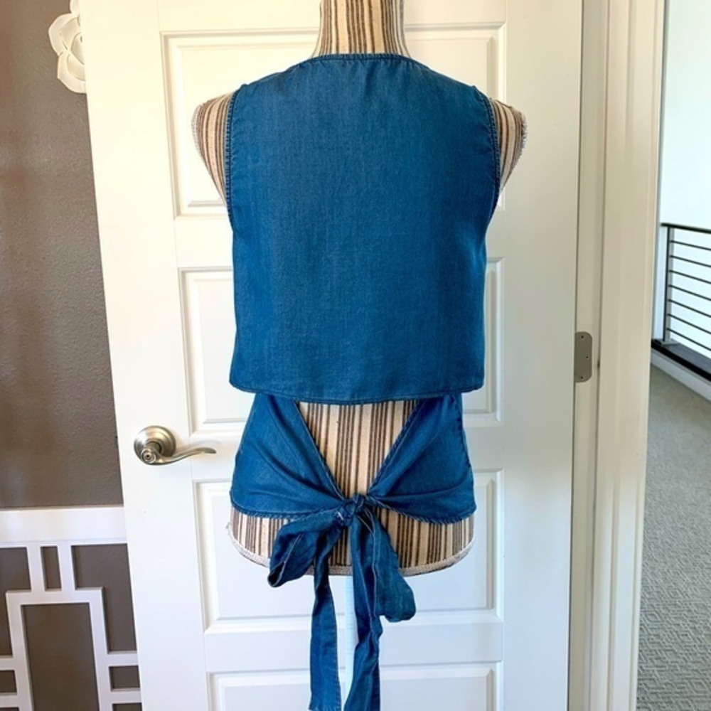 1250 Degrees Celsius Denim Cut-out Back Top